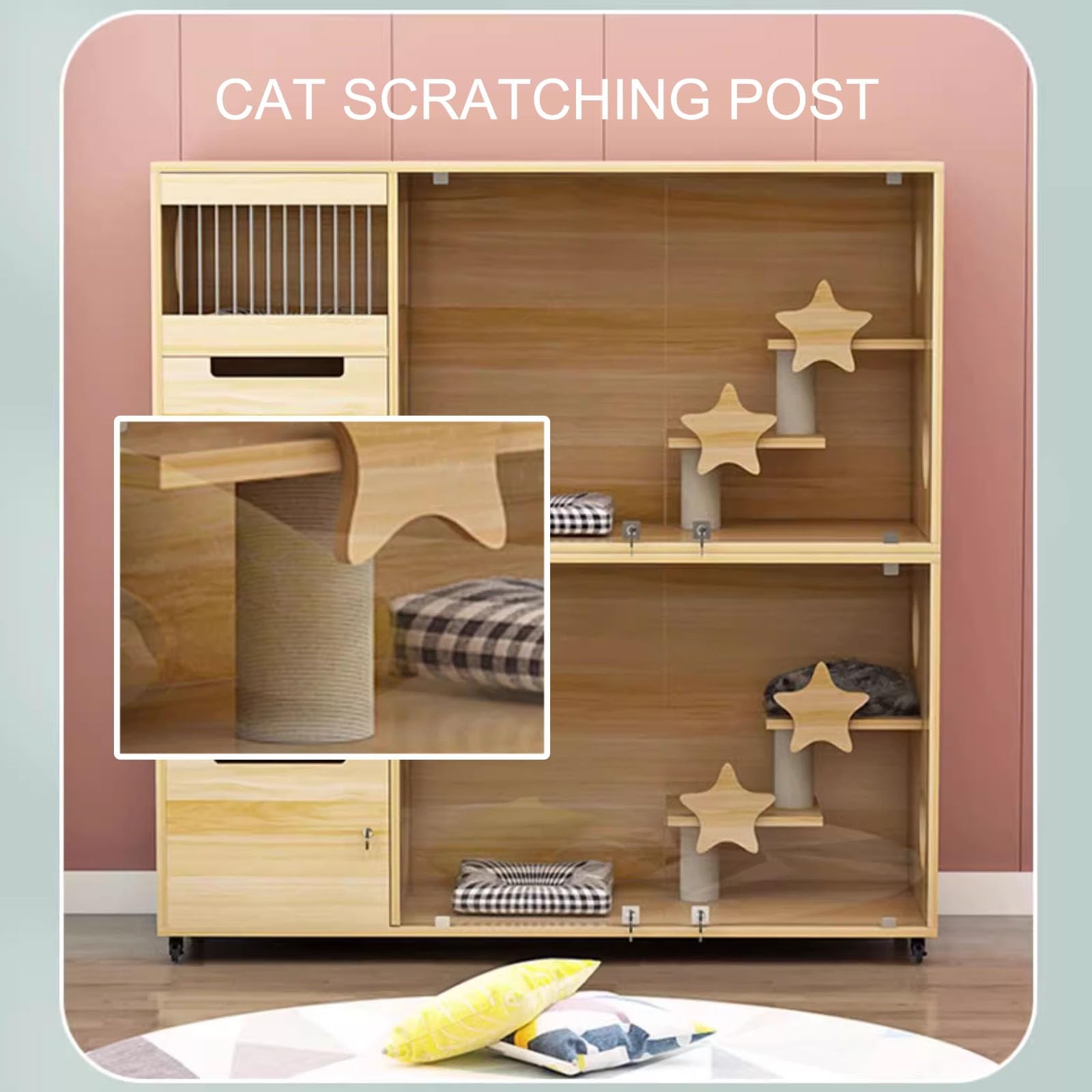 訳ありアンティーク　木製　猫ケージ Amazon.co.jp: ケージ 猫 木製 cat cage wood 猫ケージ2段木製 3